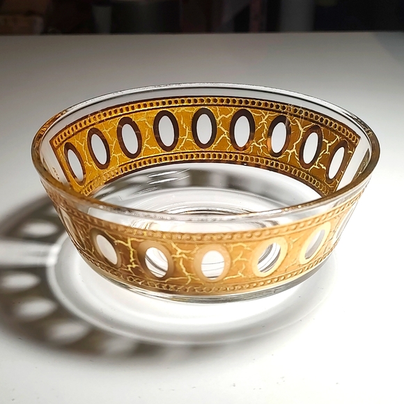 Rare Vintage Collectable Signed Culver Antigua glass salad bowl 22k gold - Picture 1 of 7